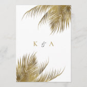 トロピカルパームツリービーチ結婚式シーティングカード 招待状 (裏面)