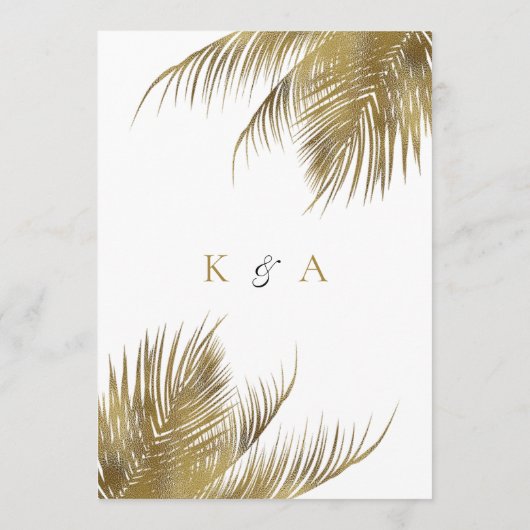 トロピカルパームツリービーチ結婚式シーティングカード 招待状 (裏面)