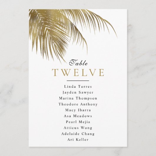 トロピカルパームツリービーチ結婚式シーティングカード 招待状 (正面)