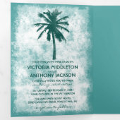 トロピカルパームツリービーチ結婚式スイート 三つ折り招待状 (内部最初)