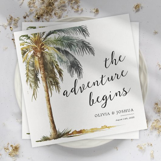 トロピカルパームツリービーチ結婚式ナプキンス スタンダードカクテルナプキン