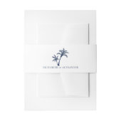 トロピカルパームツリービーチ結婚式ネイビーブルー 招待状ベリーバンド (正面例)