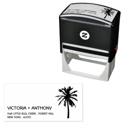 トロピカルパームツリービーチ結婚式差出人住所 セルフインキングスタンプ (インサイチュ)