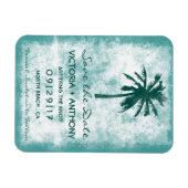 トロピカルパームツリービーチ結婚式日付を保存 マグネット (横)