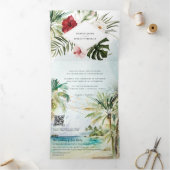 トロピカルパームツリービーチ結婚式 三つ折り招待状 (内部)