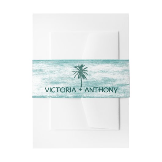 トロピカルパームツリービーチ結婚式 招待状ベリーバンド (正面例)