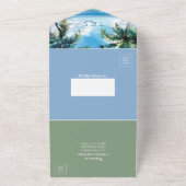 トロピカルパームツリービーチ QRコード 海岸 ロケーション オールインワン招待状 (外側)