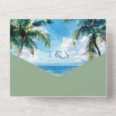 トロピカルパームツリービーチ QRコード 海岸 ロケーション オールインワン招待状 (裏面)