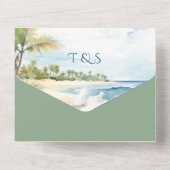 トロピカルパームツリービーチQRコードオーシャンロケーション オールインワン招待状 (裏面)