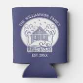 トロピカルパームツリーファミリーネームビーチハウスブルー 缶クーラー (裏面)