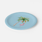 トロピカルパームツリーフラミンゴホリデーパーティー ペーパープレート (アングル)