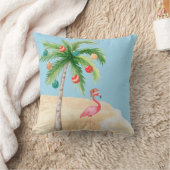 トロピカルパームツリーフラミンゴホリデー クッション (ブランケット)