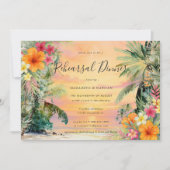 トロピカルパームツリーフローラビーチリハーサルディナー 招待状 (正面)