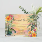 トロピカルパームツリーフローラビーチリハーサルディナー 招待状 (スタンド正面)