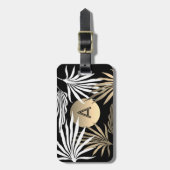 トロピカルパームツリーブラックアンド金ゴールド差出人住所 ラゲッジタグ (正面縦)