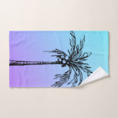 トロピカルパームツリーブラックブルーパープルスカイ バスタオルセット (ハンドタオル)