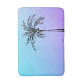 トロピカルパームツリーブラックブルーパープル バスマット (正面縦)