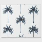 トロピカルパームツリーブルーホワイトギフト ラッピングペーパー (フラット)