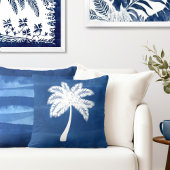 トロピカルパームツリーブルーホワイト クッション