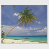 トロピカルパームツリーホワイトサンディビーチ ラッピングペーパー (フラット)