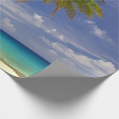 トロピカルパームツリーホワイトサンディビーチ ラッピングペーパー (角)