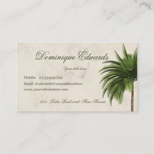 トロピカルパームツリーマスタイリッシューブルドプロフェッショナル 名刺 (裏面)