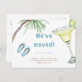 トロピカルパームツリーマルガリタホワイト引っ越しました ポストカード (正面/裏面)