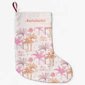 トロピカルパームツリーメリークリスマスパーソナライズされた スモールクリスマスストッキング (正面)