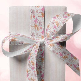 トロピカルパームツリーメリークリスマス グログランリボン