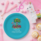 トロピカルパームツリーメリークリスマス ペーパープレート (パーティー)
