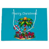トロピカルパームツリーメリークリスマス ラージペーパーバッグ (正面)