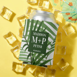 トロピカルパームツリーモノグラムのウェディングアルバム 缶クーラー