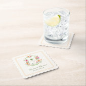 トロピカルパームツリーモノグラムサマービーチ結婚式 ペーパーコースター (インサイチュ)