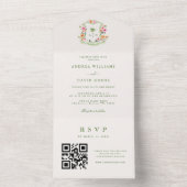 トロピカルパームツリーモノグラムQRコードビーチ結婚式 オールインワン招待状 (内側)