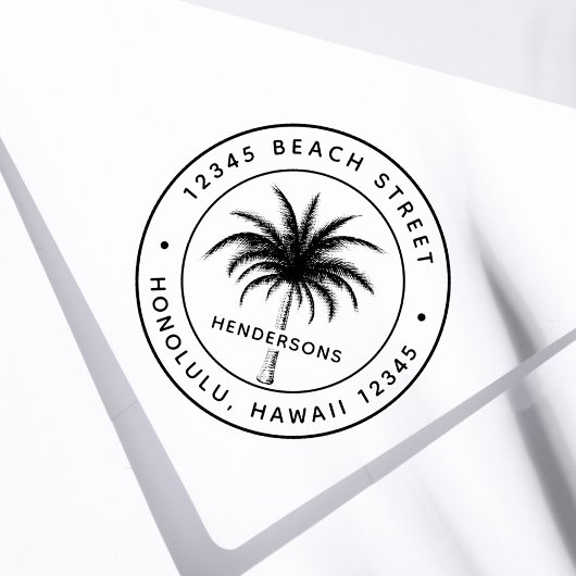 トロピカルパームツリーラウンド差出人住所 ラバースタンプ