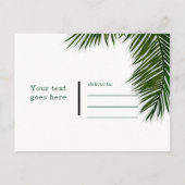 トロピカルパームツリーリーフウェディングセーブザデート 案内ポストカード (裏面)
