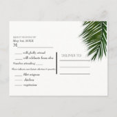 トロピカルパームツリーリーフエレガントパーティーウェディングRSVP インビテーションポストカード (裏面)