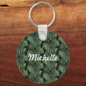 トロピカルパームツリーリーフパターン名キーチェーン キーホルダー (正面)