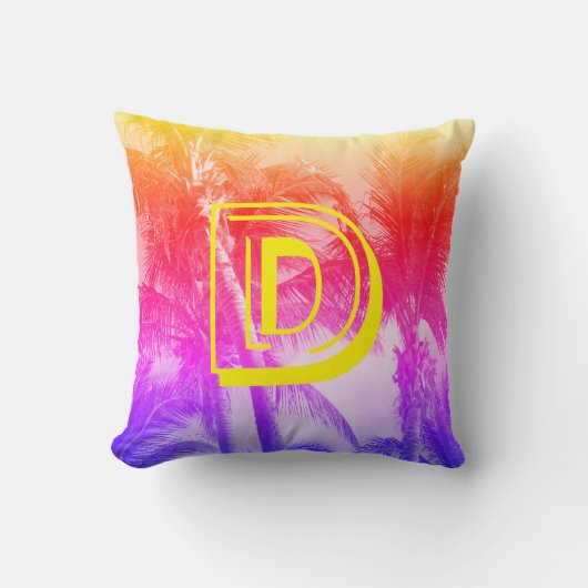 トロピカルパームツリーレトロ80の夏のバイブクッション クッション (正面)