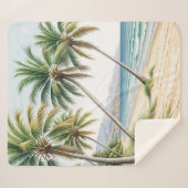 トロピカルパームツリー海 シェルパブランケット (正面(横))