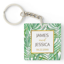 トロピカルパームツリー結婚式の引き出物アクリルスクエア