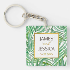 トロピカルパームツリー結婚式の引き出物アクリルスクエア キーホルダー