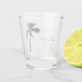 トロピカルパームツリー結婚式の引き出物応援 モダン ショットグラス (裏面)