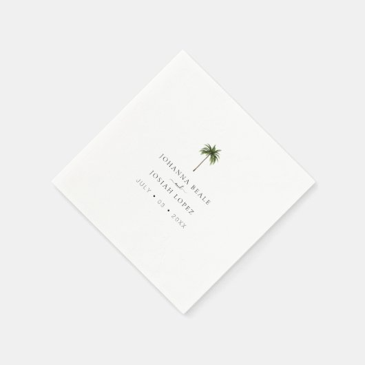 トロピカルパームツリー結婚式ナプキン スタンダードカクテルナプキン (角)