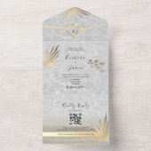 トロピカルパームツリー金ゴールドビーチ結婚式 オールインワン招待状 (内側)