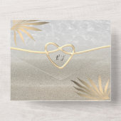 トロピカルパームツリー金ゴールドビーチ結婚式 オールインワン招待状 (裏面)