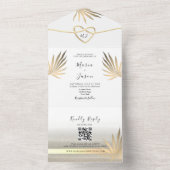 トロピカルパームツリー金ゴールドビーチ結婚式 オールインワン招待状 (内側)