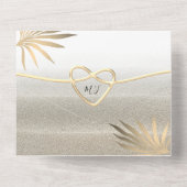 トロピカルパームツリー金ゴールドビーチ結婚式 オールインワン招待状 (裏面)