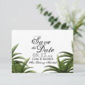 トロピカルパームツリー グリーン ウェディング セーブ・ザ・デート 招待状 (スタンド正面)