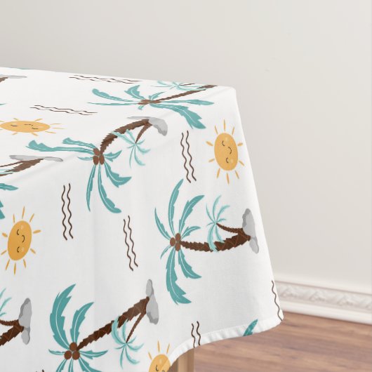 トロピカルパームツリー サンシャイン ティール ターコイズ テーブルクロス (インサイチュ)